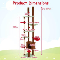 Floor to Ceiling Cat Tree, 247-277 CM Height Mushroom Cat Tower