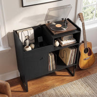 Record Player Stand with Power Outlets and Vinyl Storage Holder