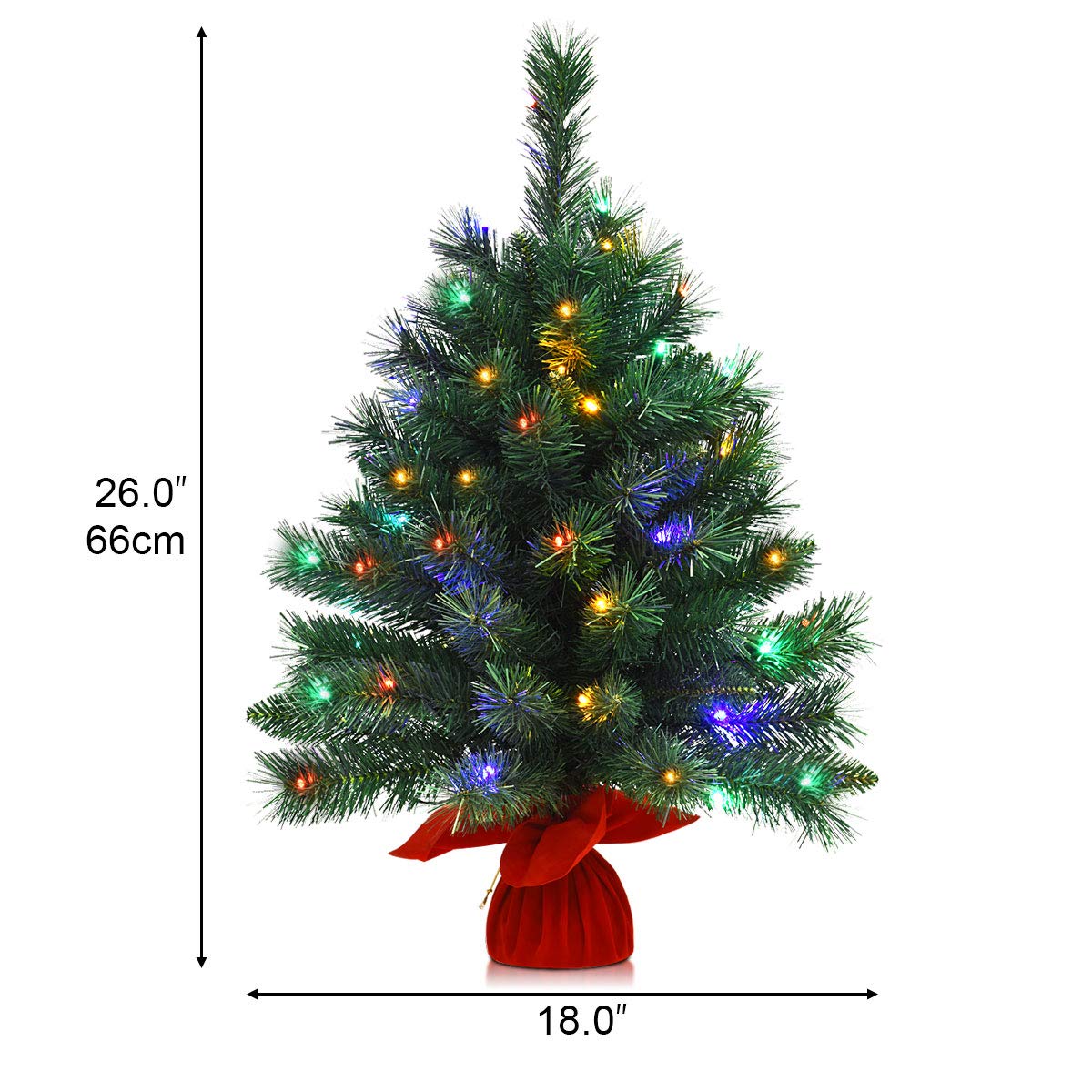 66cm Pre-Lit Tabletop Christmas Tree with 8 Flash Modes for Home Party