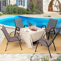 Set of 4 Outdoor Patio Chairs, Stackable Armchair with Weather-Resistant Fabric