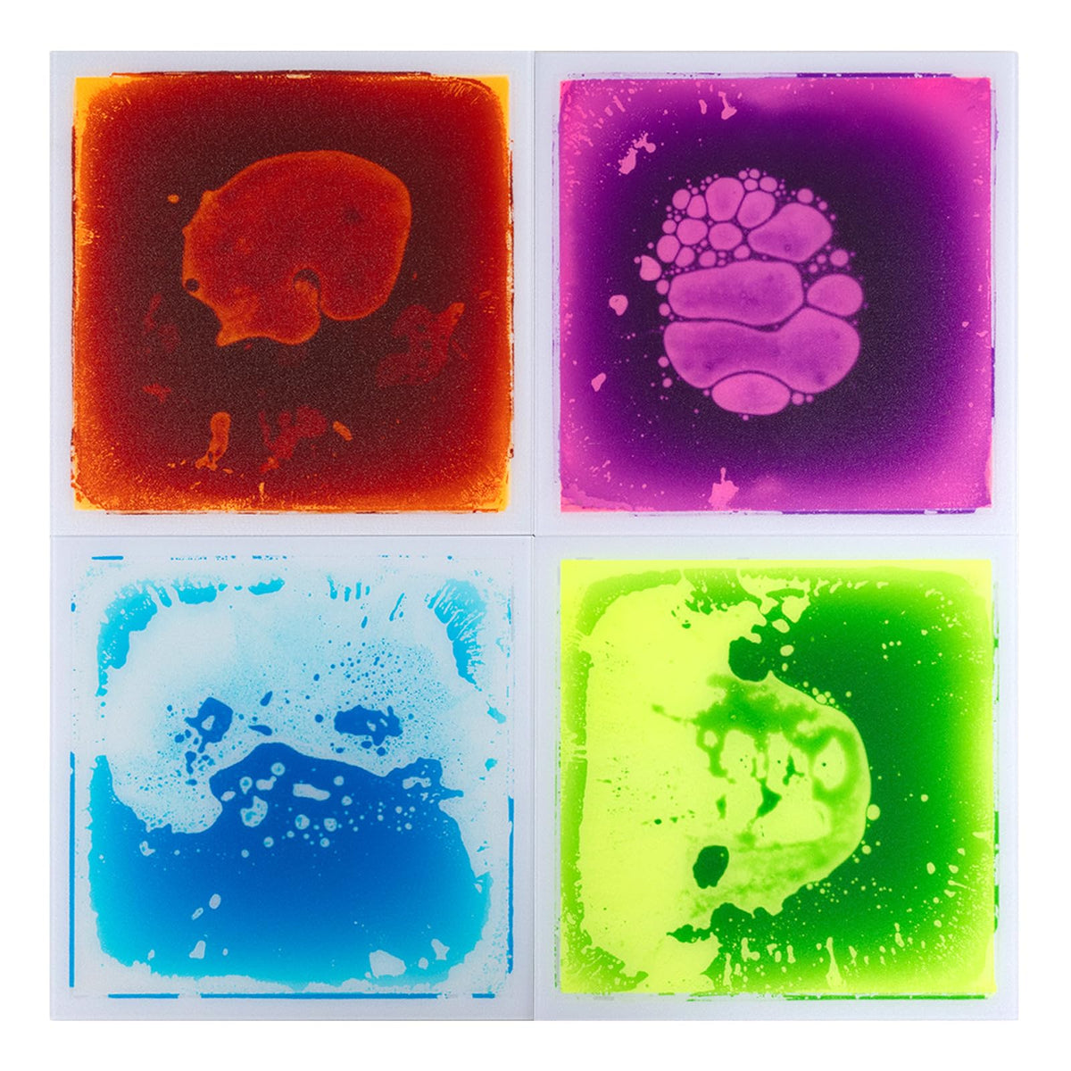 4-Pack Glow-in-the-Dark Liquid Sensory Floor Tiles 30 x 30 CM for Toddlers with Autism