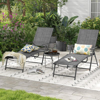 Patio Folding Chaise Lounge Chairs, 2 Piece Outdoor Recliner