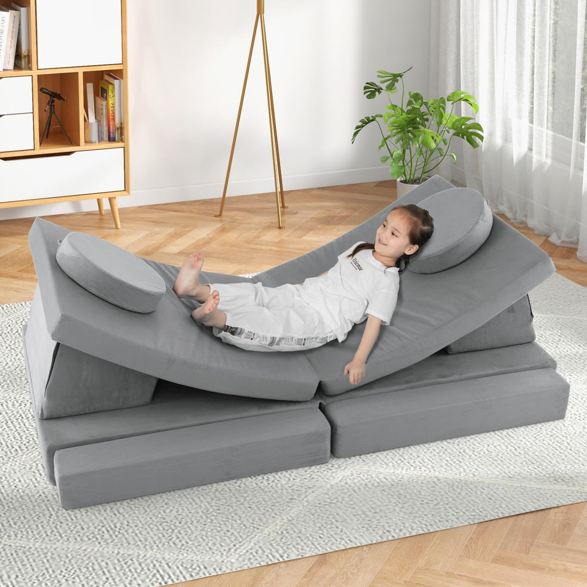 Kids Modular Convertible Foam Folding Sofa with Portable Handle
