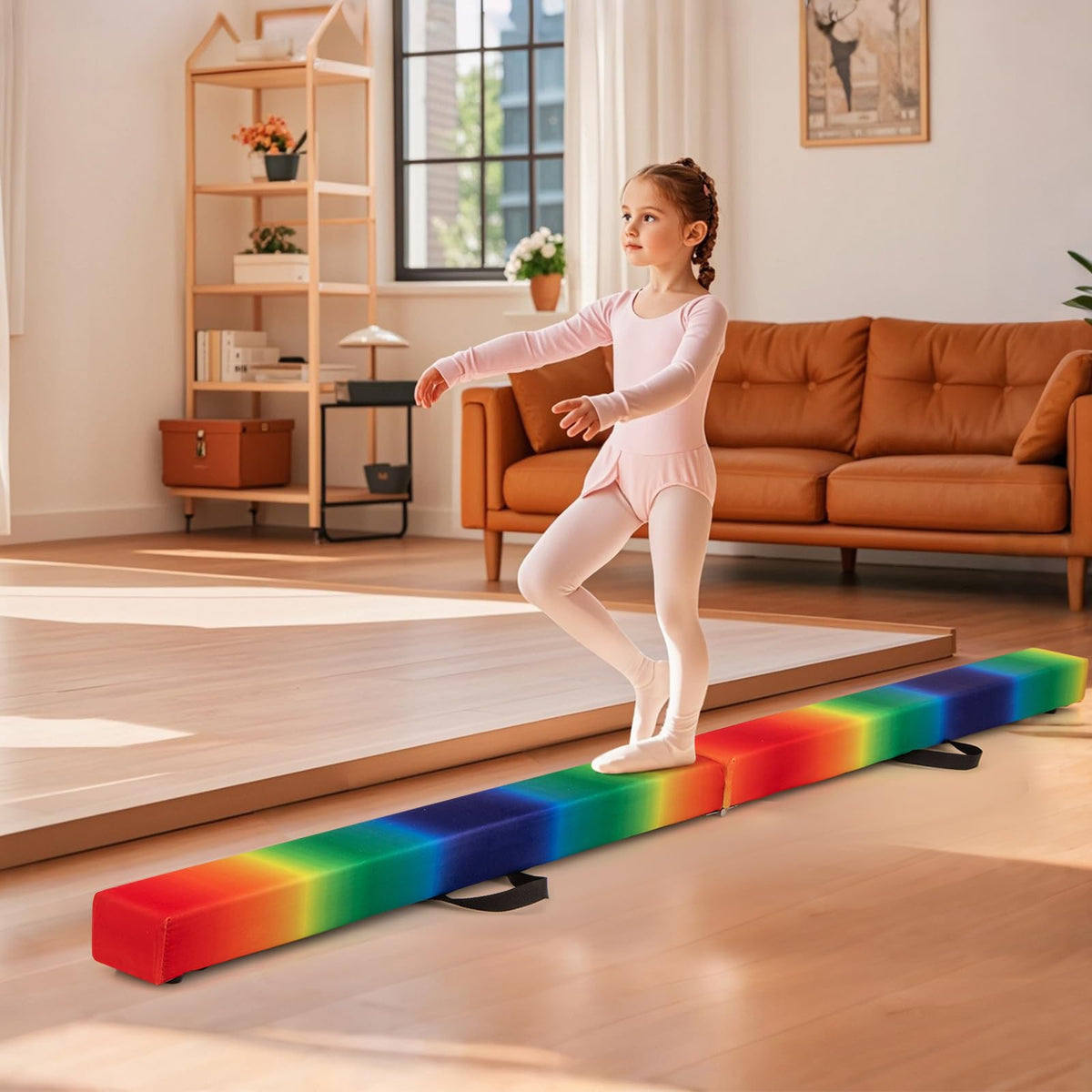 240cm Balance Beam, Folding Gymnastics Beam w/Carry Handles