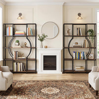 Giantex 5-Tier Industrial Geometric Tall Bookshelf with Open Shelves