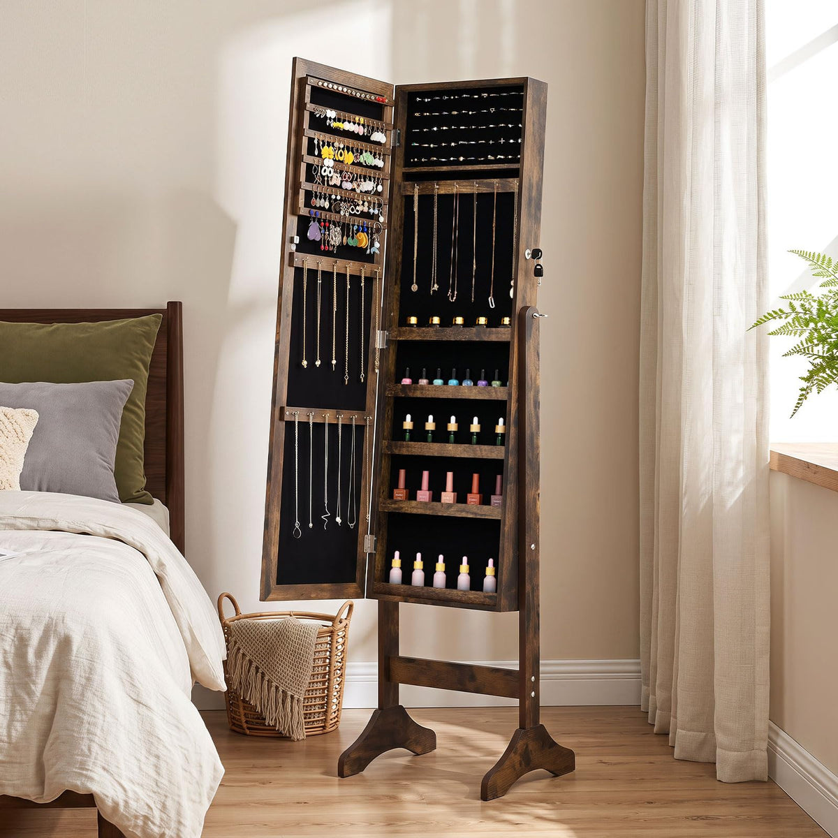 Giantex Freestanding Jewelry Armoire Cabinet w/Full Length Mirror