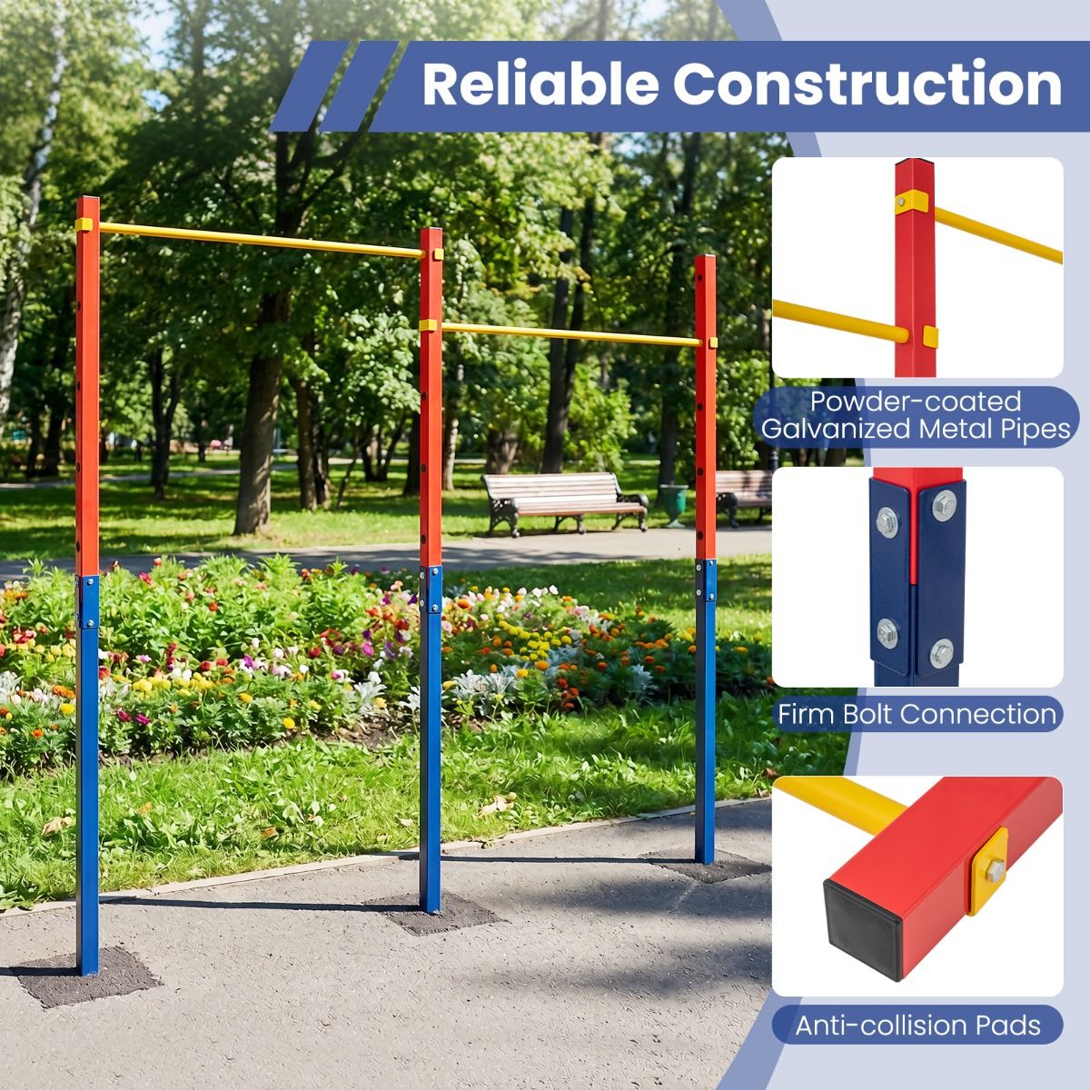 220/330 kg In-Ground Pull Up Bar with 5 Adjustable Heights and Anchors