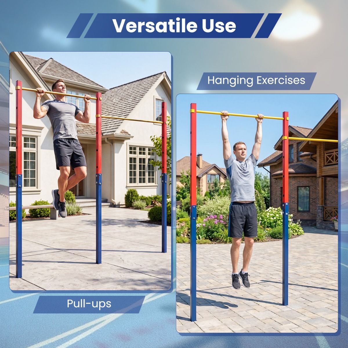 220/330 kg In-Ground Pull Up Bar with 5 Adjustable Heights and Anchors