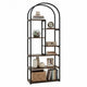 Industrial Arched Bookcase with 7 Open Shelves and Heavy-Duty Metal Frame