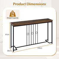 140cm Industrial Console Table with H-Shaped Base and Spacious tabletop