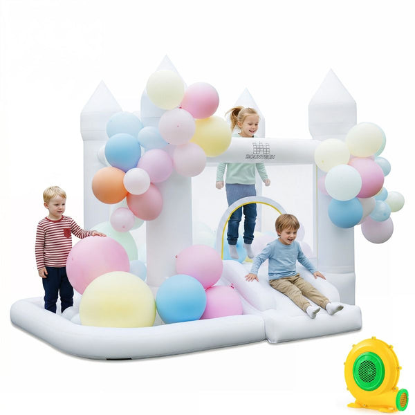 Inflatable Bounce House for Kids with Slide Basketball Hoop and Ball Pit