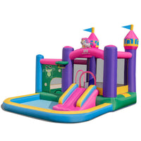 Inflatable Bounce House, Colorful Kids Jumping Castle with Slide, Ball Pit Pools, Jumping, Basketball Hoop