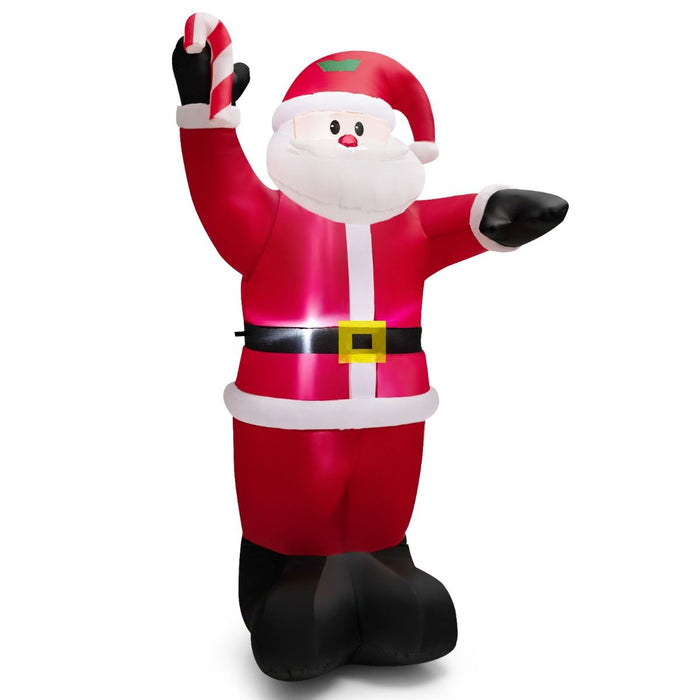 2.4M Inflatable Santa Claus Holding Crutch Lollipop with 2 Built-in LED Lights and Powerful Blowe