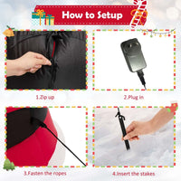 2.4M Inflatable Santa Claus Holding Crutch Lollipop with 2 Built-in LED Lights and Powerful Blowe