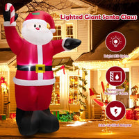 2.4M Inflatable Santa Claus Holding Crutch Lollipop with 2 Built-in LED Lights and Powerful Blowe