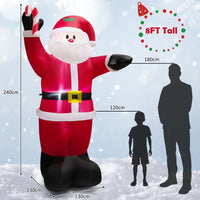 2.4M Inflatable Santa Claus Holding Crutch Lollipop with 2 Built-in LED Lights and Powerful Blowe