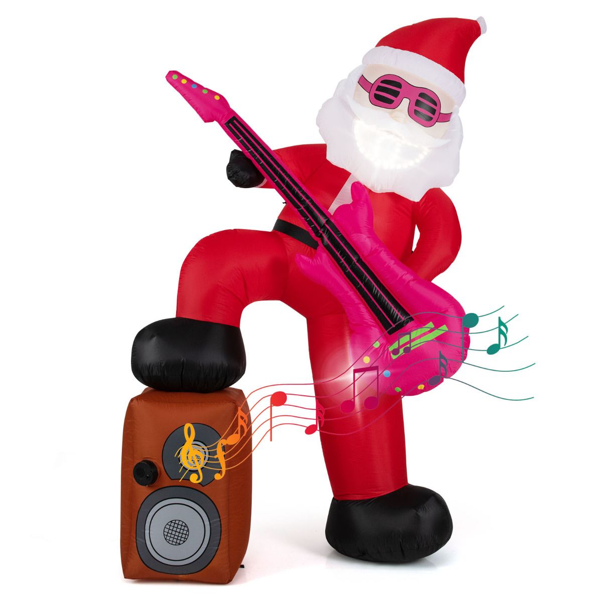 2.5 M Inflatable Santa Claus Pre-lit Xmas Santa Playing Guitar with Music