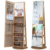 Giantex 161CM(H) Jewelry Armoire with Full Length Mirror 360° Swivel, 3-Color LED lights