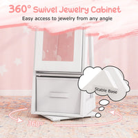 3-in-1 360° Swivel Kids Jewelry Cabinet with Dressing Mirror and Storage Rack
