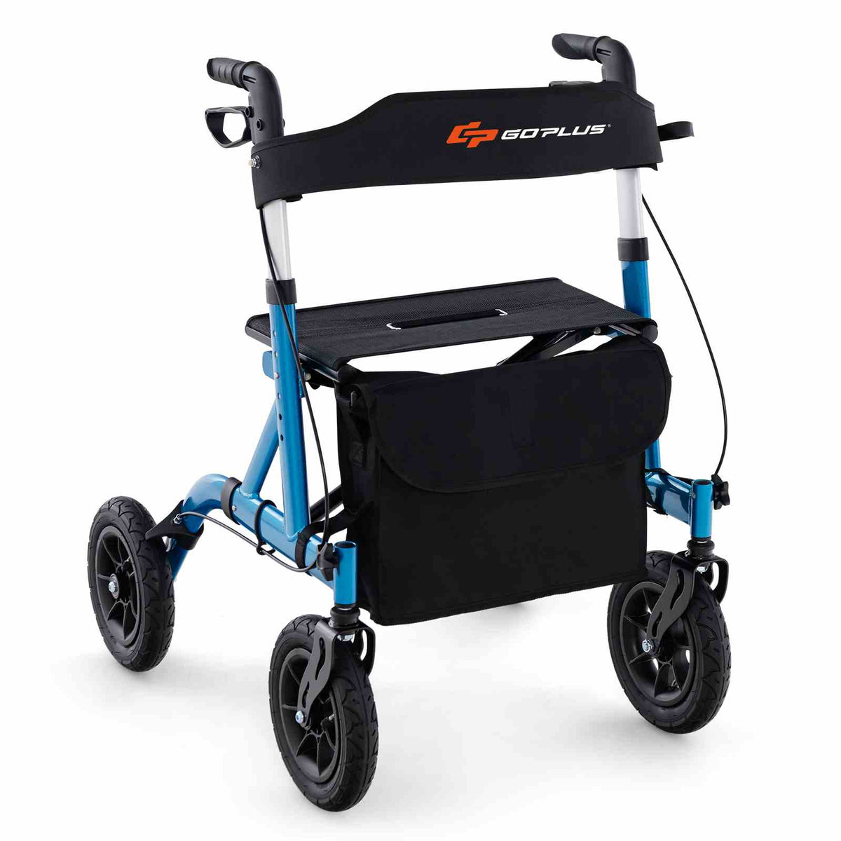 Foldable Height Adjustable Rolling Walker 24CM All Terrain Pneumatic Wheel 160KG