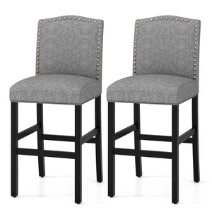 Wooden Bar Chair Upholstered Bar Stool Vintage Kitchen Island Chair Set of 2