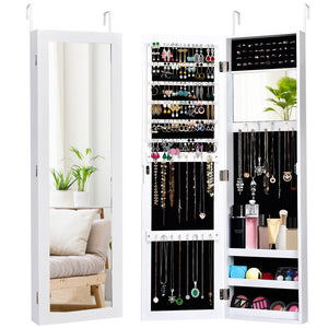 Wall/Door Mounted Jewelry Cabinet Full Length Mirror Jewelry Armoire