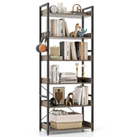 Giantex Bookshelf, 6-Tier Storage Rack w/ 4 Hooks