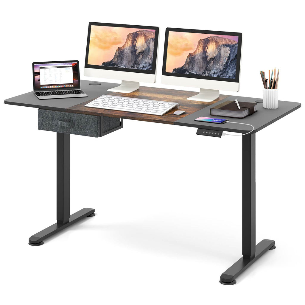 140x70cm Electric Standing Desk Height Adjustable Stand up Computer Wo ...