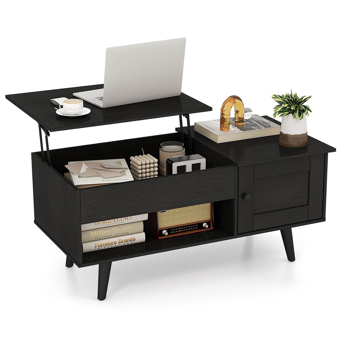 Lift up Coffee Table w/ Storage Flip Top Coffee Table Hidden Compartment Cabinet