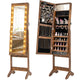 Mirror Jewelry Cabinet Standing Jewelry Armoire Organizer w/ Full Length Mirror