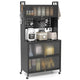 5-Tier Kitchen Bakers Rack Microwave Stand w/ Flip Door Cabinet