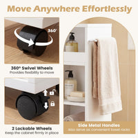 Bathroom Cabinet with Wheels Slim Side Storage Organizer with Adjustable Shelf