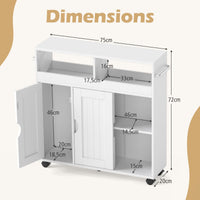 Bathroom Cabinet with Wheels Slim Side Storage Organizer with Adjustable Shelf