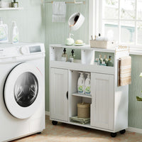 Bathroom Cabinet with Wheels Slim Side Storage Organizer with Adjustable Shelf