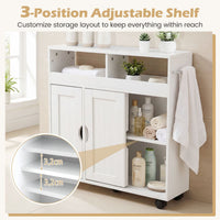 Bathroom Cabinet with Wheels Slim Side Storage Organizer with Adjustable Shelf