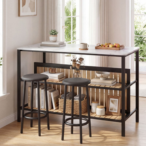 Giantex Kitchen Island Dining Table Chair bar Stool Counter Height Set