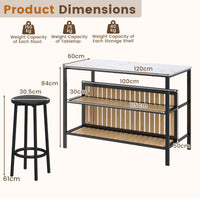 Giantex Kitchen Island Dining Table Chair bar Stool Counter Height Set