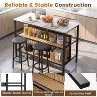 Giantex Kitchen Island Dining Table Chair bar Stool Counter Height Set