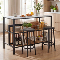 Giantex Kitchen Island Dining Table Chair bar Stool Counter Height Set