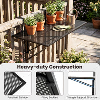 Balcony Railing Table 80 CM Large Metal Folding Bar Table
