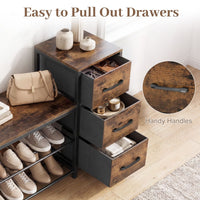 Shoe Bench 3-Tier Shoe Rack with 3 Removable Fabric Drawers