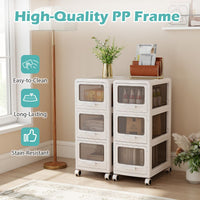 3/4/5-Tier Plastic Drawer Storage Organizer Rolling Cart with 3 Drawers and Lockable Wheels