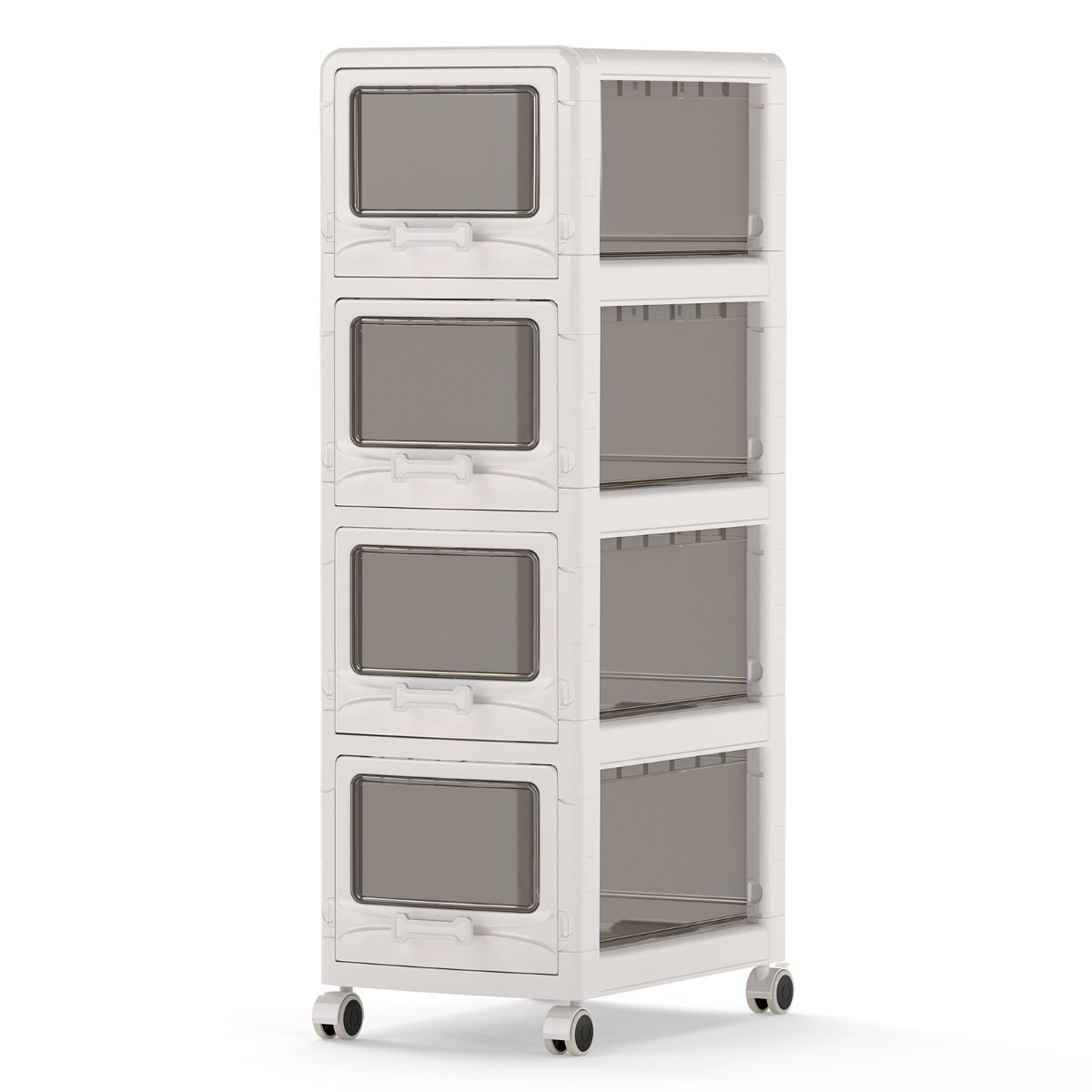 3/4/5-Tier Plastic Drawer Storage Organizer Rolling Cart with 3 Drawers and Lockable Wheels
