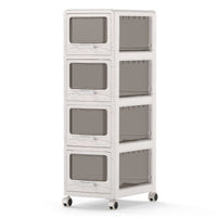 3/4/5-Tier Plastic Drawer Storage Organizer Rolling Cart with 3 Drawers and Lockable Wheels