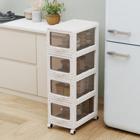 3/4/5-Tier Plastic Drawer Storage Organizer Rolling Cart with 3 Drawers and Lockable Wheels
