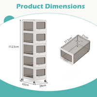 3/4/5-Tier Plastic Drawer Storage Organizer Rolling Cart with 3 Drawers and Lockable Wheels