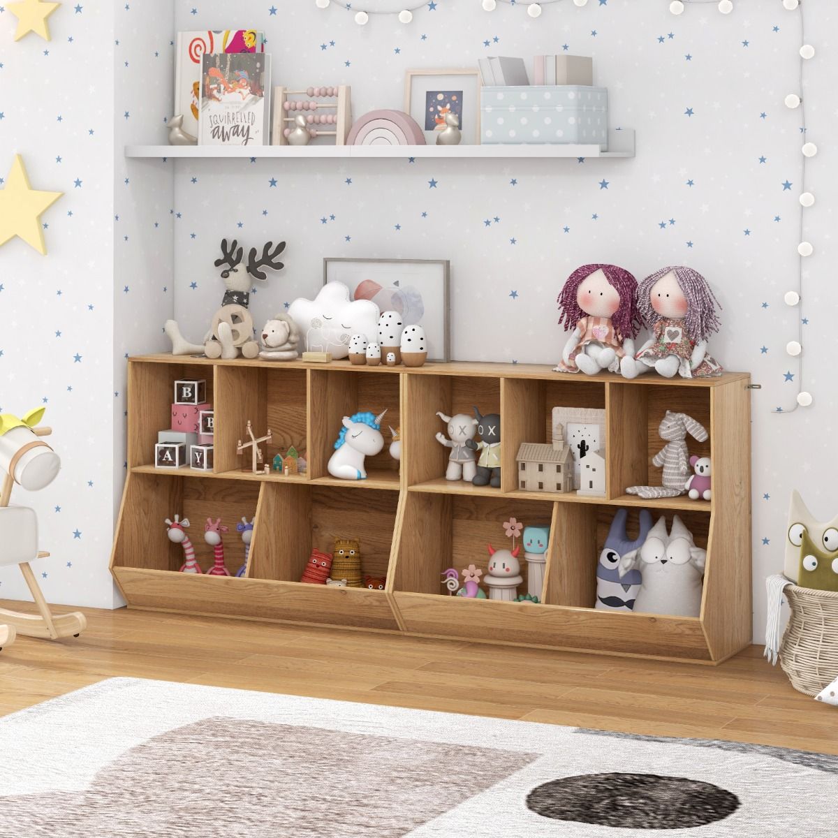 5-Cubby Kids Toy Storage Organizer with Footboard for Kids
