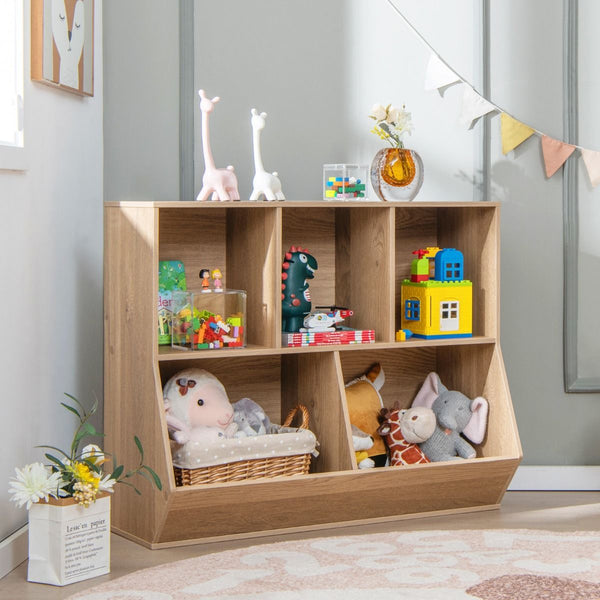 5-Cubby Kids Toy Storage Organizer with Footboard for Kids