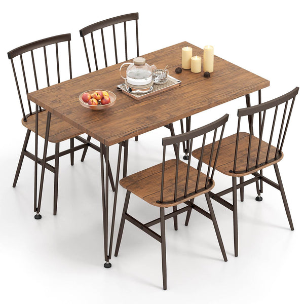 Giantex 5Pcs Dining Table Set for 4 Kitchen Dining Room Furniture w/Swivel Feet