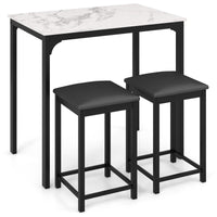 Giantex 3Pcs Dining Table & Stool Set Metal Bar Table Chair Kitchen Cafe Pub